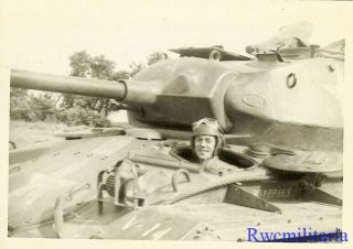 Great Us Tanker Posed In Field W/ His M24 Chafee Light Tank (1)