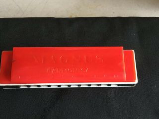 Vintage Red Magnus International Plastic Harmonica Corp.  Usa Made
