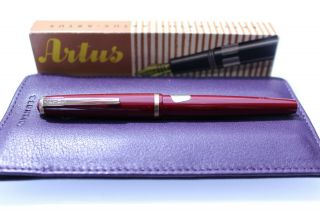 Vintage Lamy / Artus 41 Burgundy Fountain Pen Piston Filler Orig.  Box Nos