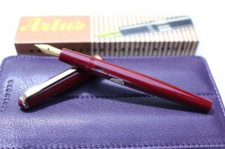 Vintage Lamy / Artus 41 Burgundy Fountain Pen Piston Filler Orig.  Box NOS 3