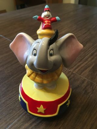 Vintage Schmid Disney Dumbo Elephant Spinning Music Box Plays Baby Mine