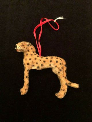 Vintage Kunstlerschutz Wagner West Germany Flocked Cheetah Christmas Ornament