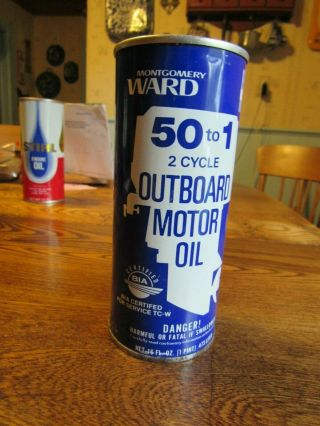 Nos Wards Outboard Motor Oil 16 Oz Full Metal Tin Can