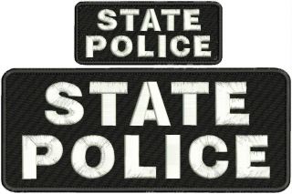 State Police Embroidery Patches 4 X 10 " And 2x5 Hook On Back White Letters