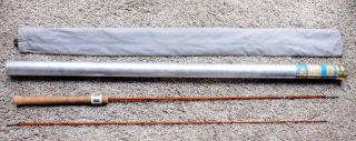 Vintage Orvis Impregnated Superlight Split Bamboo 2 - Piece Rod,  Sock & Case 6 