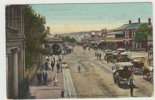 Vintage Postcard,  Toowoomba,  Ruthvern Street,  Writing & Stamp On Back