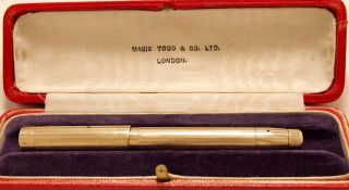 Boxed Solid Gold 9ct Swan Mabie Todd Lever Less Fountain Pen 1936 Vgc