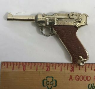 Vintage Miniature Gold Tone P - 08 Luger Historic Guns 9mm (3 " Long) By Marx