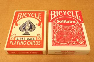 Two Decks Of Vintage Pre - Barcode Bicycle Playing Cards,  Rider Back And Solitaire