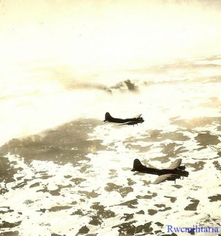 Org.  Photo: Aerial View B - 17 Bombers Leave Bombing Ober Traubling; Germany 1944