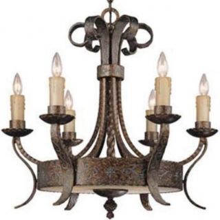 Rustic Vintage Farmhouse Arts Crafts Bronze Wrought Iron Chandelier Candlesticks