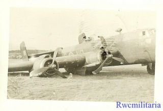 Org.  Photo: British Raf No.  158 Squadron Halifax Bomber (np - E) Crash Landed