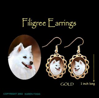 American Eskimo Dog - Gold Filigree Earrings Jewelry