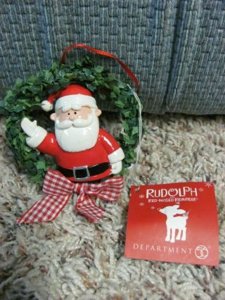Department 56 Rudolph The Red Nosed Reindeer Santa Wreath Christmas Ornament