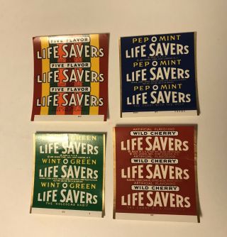 4 Vintage 1960’s Life Savers Candy Roll Wrappers