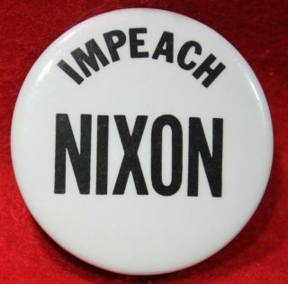 Vintage Impeach Nixon Political Pinback Button 1974