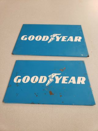 2 Vintage Goodyear Tire Metal Rack Signs
