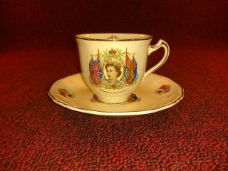 Alfred Meakin Tea Cup & Saucer Queen Elizabeth Coronation June 2,  1953 England