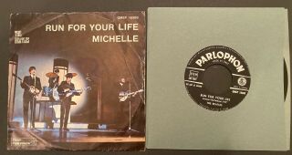 The Beatles 1966 Run For Your Life / Michelle 1st Pressing W/ Sleeve Italy