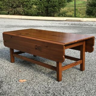 Vintage Solid Wood Ethan Allen Country Craftsman Drop Leaf Coffee Table