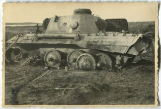 German Wwii Archive Photo: Remains Of Tiger Ii Königstiger Heavy Tank Sd.  Kfz.  182