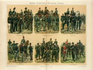 1895 Military Uniform Germany Russia Britain France Italy Austria - Hungary Print