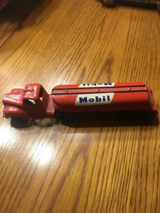 Vintage Tootsie Toy Mobil Oil Gas Fuel Red Tanker Delivery Truck 8”24