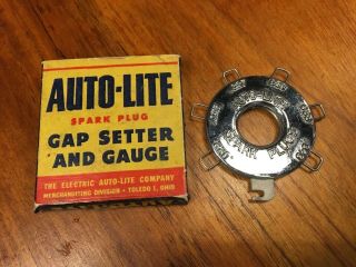 Vintage 1930’s Auto Lite Spark Plug Gap Setter And Gauge Car Gas Oil Advertising