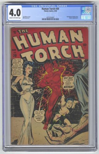Human Torch 30 Cgc 4.  0 Vintage Timely Comic Marvel Sub - Mariner Namora 10c