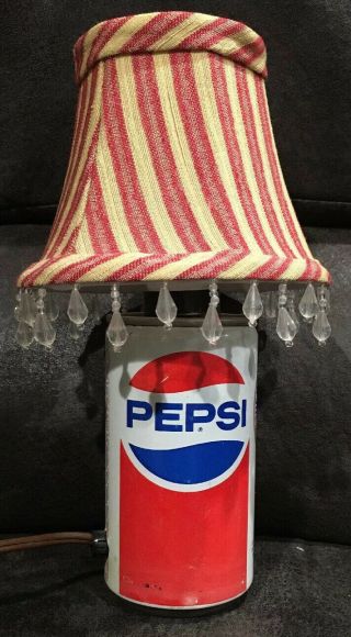 Vintage 1976 Pepsi Cola Steel Soda Can Light Lamp With In - Line Switch -