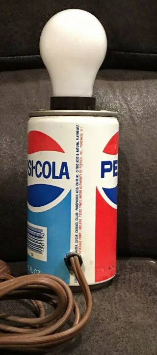 Vintage 1976 Pepsi Cola Steel Soda Can Light Lamp with In - Line Switch - 2