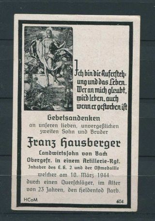 German Reich WW II : death card from 1944 - 10.  3.  1944 2