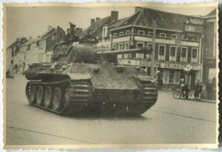 German Wwii Archive Photo: Panzer V Panther Tank In Belgian Town