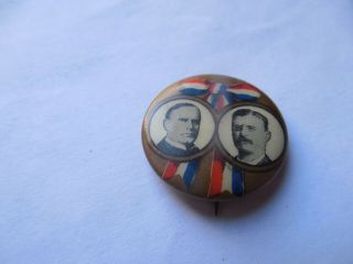 William Mckinley Teddy Roosevelt 1900 Pin Back Presidential Campaign Button