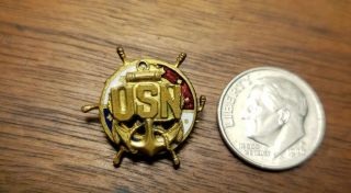 WW2 WWII Pin Insignia US Navy USN Enamel Badge Red,  White,  Blue 1/2 
