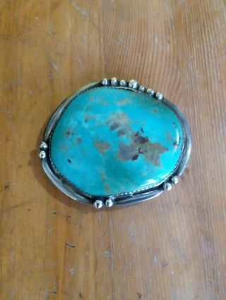 Huge Vintage Navajo Sterling & Turquoise Belt Buckle