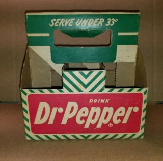 Vintage Dr Pepper 6 Pack Cardboard Carrier Red Green White Vgc,