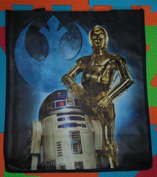 Disney Lucasfilm Large Star Wars R2 - D2 & C - 3po Reusable Tote Bag 13.  5 " X15.  5 " X7 "