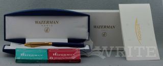Nos Fountain Pen Waterman Edson Blue Diamond Nib M Complete Box