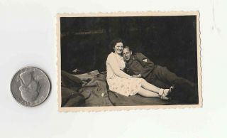 (1) German Ww2 Photo Soldier Laying With Girl