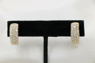 Vintage Estate 14k Gold Pave Diamond Earrings 1.  5 Ctw