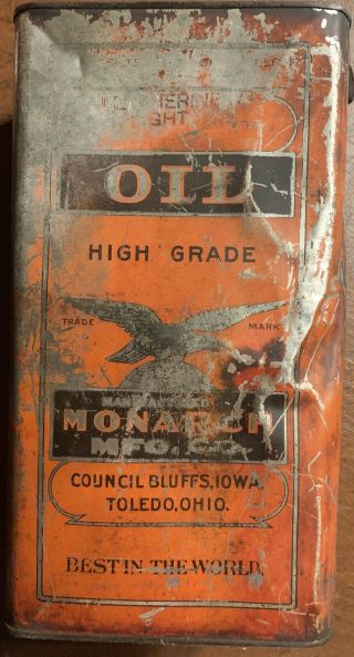 Monarch Oil 1 Gal.  Can Council Bluffs Iowa Ia.  Toledo Ohio