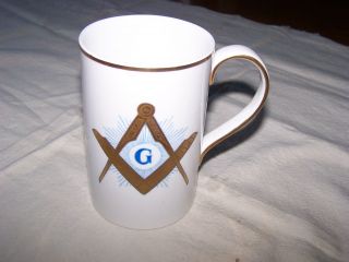 Masonic Freemasonry Large Coffee Mug Gold Painted