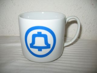 Pacific Bell Telephone Coffee Cup Mug Vintage Ellen White Ceramic Blue Logo