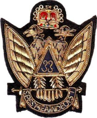 Masonic Scottish Rite Aasr 33 Degree Emblem Patch Hand Embroidered (me - 088)