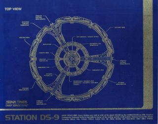 " Deep Space 9 Space Station " Matted Chromium Blue Print - Top View