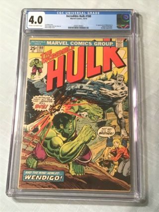 Incredible Hulk 180 Comic Book Cgc 4.  0 Marvel 1974 1st Wolverine In Cameo