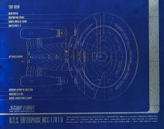 " Uss Enterprise Ncc - 1701 - D " Matted Chromium Blue Print - Top View