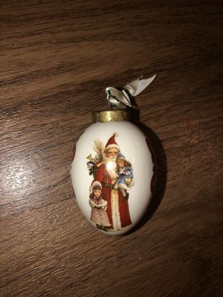 Vtg " The Egg Lady " Nantucket Christmas Santa Porcelain Ornament