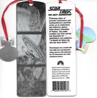 Star Trek: The Next Generation Holographic Tasseled Bookmark 1994